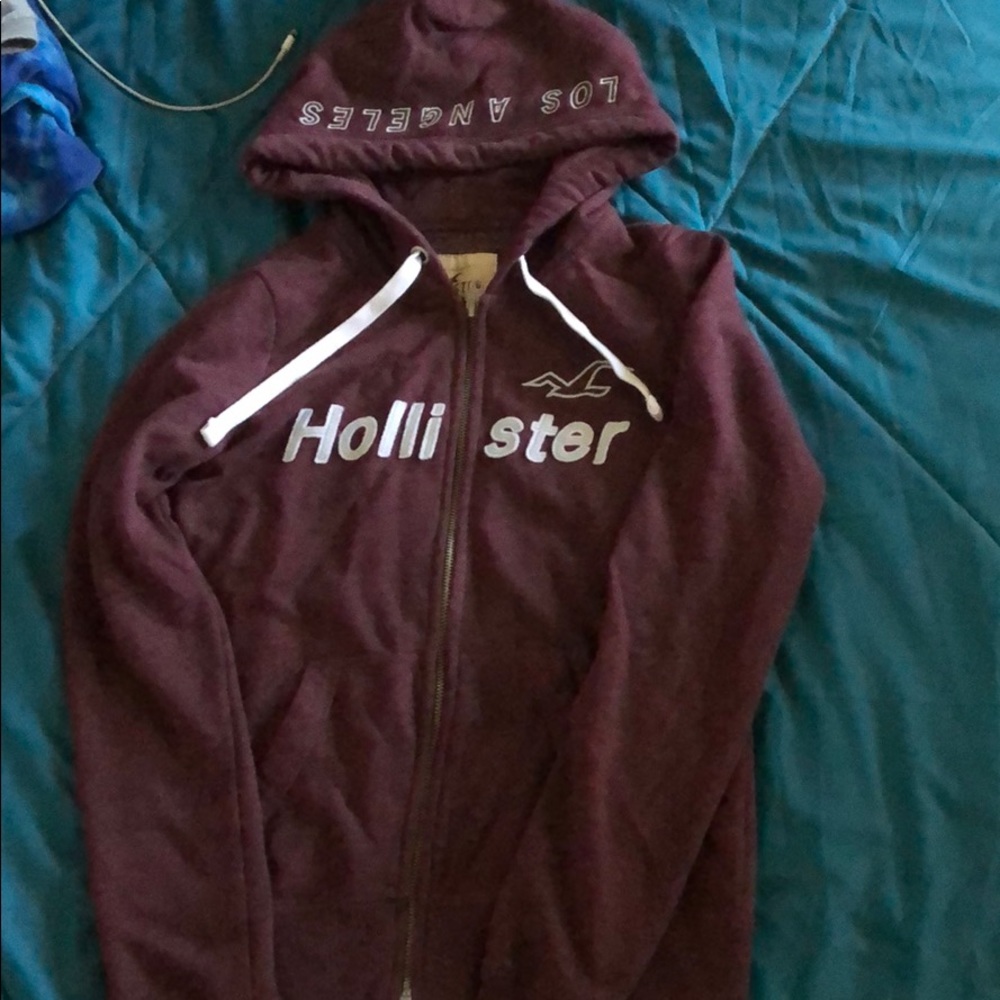 Hollister burgundy zip up